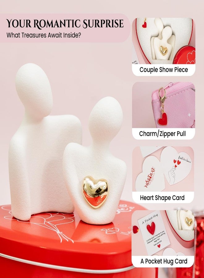 Ekhasa Nostrae by Ekhasa Cute Couples Show Pieces Gift Box for Valentines Day | Romantic Love Showpieces Gift Item or Birthday Gift | Charm, Pocket Hug Card Heart Gift Box - Image 4